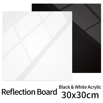 30x30cm Black & White Atspindintis Akrilo Ekranas Lentų Stalo Produkto Fotografija Atspindintis Matinis Plokščių Apdaila Fone