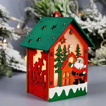 3D Mini Mediniai Žėrintis Namas Kūrybos Kaime Šviesos Namas Kalėdų Eglutės Kabinti Apdailos Naujųjų Metų Festivalis Dovana