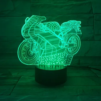 3D Naktį Šviesos Motociklų 3D Stalo Lempos, LED Lemputės Multi-color Žibintuvėlis Namų Dekoro Gimtadienio Dovanos Vaikams Žaislų Lydėti Apšvietimas