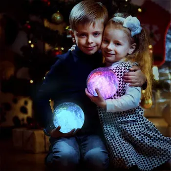 3D Star Mėnulis Naktį Šviesos Nuotolinio & Touch Control USB Įkrovimo 16 Spalvų LED su Medienos Stovėti Mergaitės Berniukai Gimtadienio Dovana