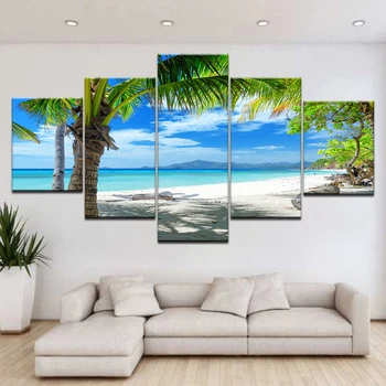 5Panel/gabalas HD Spausdinti Blue sea Beach šiuolaikinės Kraštovaizdžio drobės tapybos sienos plakatus namų kambarį apdaila
