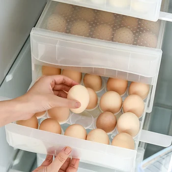60 Tinklus, Saugojimo Dėžutė Dvigubo sluoksnio Stalčių Tipo Skaidrus Kiaušinių Konteineris Šaldytuvas, Virtuvės