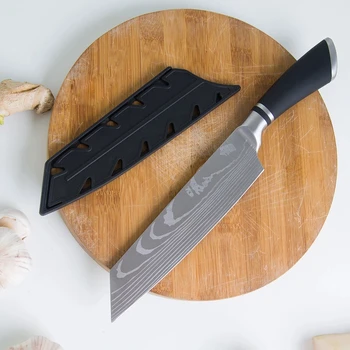 8-colių profesinės Japonijos šefo peilis nerūdijančio plieno virtuvės peilis Damaske grūdų, mėsos kepimo cleaver jautienos peilis su dangteliu