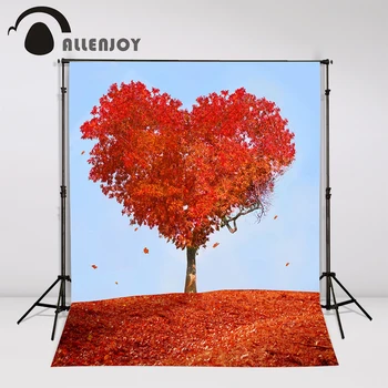 Allenjoy Sluoksnių filmavimo Klevo medžio klevo lapas dangus raudonas fonas fotografijos studijoje photocall 5x7ft