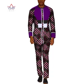 Atsitiktinis Vyrų Afrikos Drabužius Top Marškinėliai ir Kelnės Rinkiniai heidi bazin Riche Afrikos Dizaino Drabužių Dashiki Vyrai, 2 vnt Kelnes Rinkiniai WYN515
