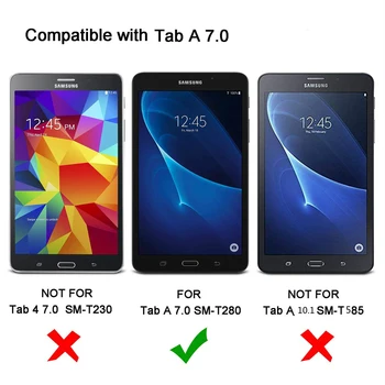 Atveju Samusng Galaxy Tab A6 7,0 colių 2016 SM-T280 SM-T285 Dangtelį, Apversti Tabletę, Padengti Oda Smart Magnetinio Stovo Korpuso Dangtelio