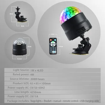 Automobilio LED Dekoratyvinės Lempos RGB Šviesos Auto Interjero LED USB Atmosfera Žibintai Chargable Disco Magijos Etapo Poveikį, Žibintai, Automobilių Stilius