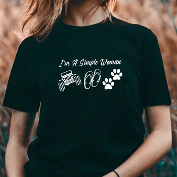 Aš esu Paprasta Moteris, Paprasta Moteris, Jeep Fifo ir Šunys Lengvas spausdinti medvilnės marškinėliai Grafinis Tees Hipster Tumblr Jaukus viršūnės