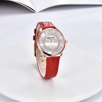 BENYAR Moterų Žiūrėti Kūrybos Laikrodis Lady Laikrodžiai Top Brand Prabangius Kvarcas Aukso Mados Odos Laikrodis Montres Femme Reloj Mujer
