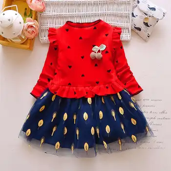 BibiCola 2020 m. Pavasarį, Rudenį Baby Girl Dress Vaikai Suknelė Mergina ilgomis Rankovėmis Širdies Palikti Akių Prekės ženklo Suknelė Naujagimių Suknelė Mergina