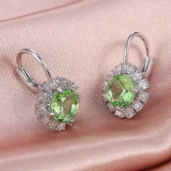 BIJOX ISTORIJA žavesio auskarai moterims, 925 sterlingas sidabro papuošalai apvalios formos, smaragdas brangakmenių lašas auskarai vestuvės
