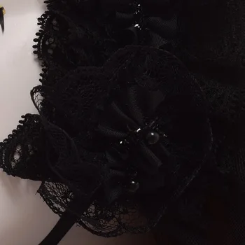 Black Veil Moterų Lolita Nėrinių Kryžiaus Lankas Kaklaraištis Gotikos Lankelis