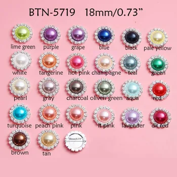 BTN-5719 18mm dekoratyvinis bling nr. nulio perlas krištolas kalnų krištolas mygtukus butas atgal embellishment maišyti spalvas, 100VNT