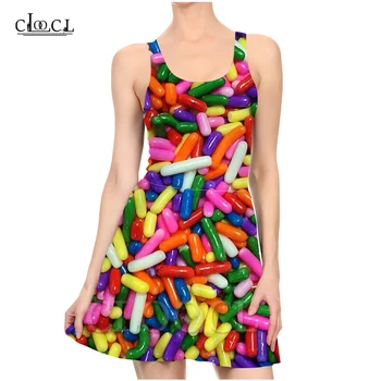 CLOOCL Naujas Mados Spalvinga Saldainius Ponios Vasaros Tendencija Šalies Merginos 3D Spausdinimo Modelio Suknelė Seksualus