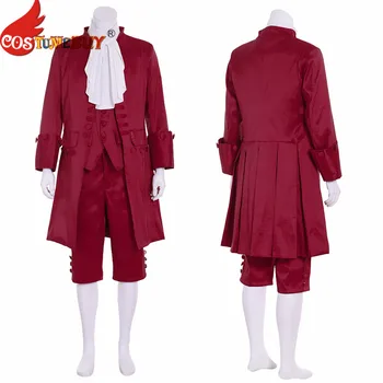 Costumebuy 18 didžiosios Britanijos Princas Dramos Kostiumas Retro Rokoko Aristocrat Marie Džentelmenas Viduramžių Vyrai Vestuvių Kostiumą, Raudonos spalvos pagal Užsakymą