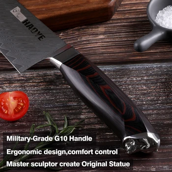 Damasko plieno chef peilis Japonijos vg10 meistras virtuvės peiliai kiritsuke G10 rankena amatų aštrių ašmenų peilis Bunka mados