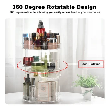 Daugiafunkcinis Kosmetikos Storage Box 360 Laipsnių Sukimosi Reguliuojamo Aukščio Ekranas Turėtojas Skaidrus Akrilo Makiažas Organizatorius