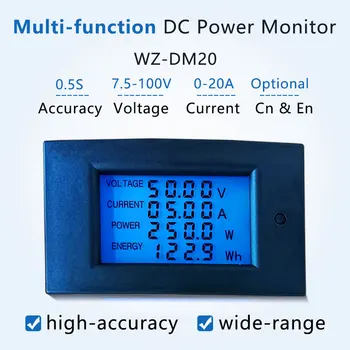 DC 7.5-200V 20A 50A 100A LCD Ekranas Digital Voltmeter Ammeter Elektros Srovės voltmetras Stebėti FL-2 Dabartinę Perstūmimo
