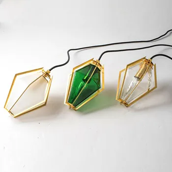 Diamond stiklo geometrinis sieniniai šviestuvai valgomasis kambarys Baltos spalvos žalias stiklas šiuolaikinės priedai veltiniams, vilna lempa led skandinavijos Pakabos lempos