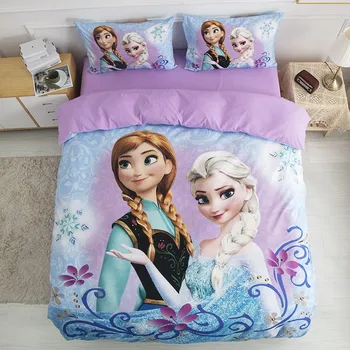 Disney Patalynės Komplektas Purpurinis Užšaldyti Elsa Anna Princesė Rapunzel Bella Antklode Padengti Rinkinius, skirtus Kūdikių, Vaikų Mergaičių Lova Gimtadienio Dovanos