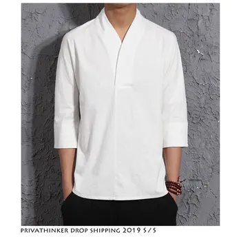 Dropshipping Vyrų Kietas Harajuku Vasaros Marškinėliai 2020 Streetwear Lino Shirt Mens Mados Vyras Kinų Stiliaus Vintage White Marškinėliai