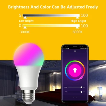 E27 Wifi Smart LED Lemputė 9W 7W RGBCW Lempa, Spalva Pakeisti elektros Lemputę 1/2/3/4 VNT Tuya App Nuotolinio Valdymo Dirbti su Alexa 