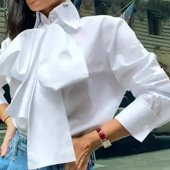 Elegantiškas OLIS Office Moterų Marškinėliai Celmia Rudenį ilgomis Rankovėmis Mados peteliškę Palaidinės Atvartas Atsitiktinis Laisvi Marškiniai Plius Dydis Blusas Mujer