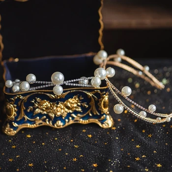 Europos Perlai Brides Kristalų Rožančiai Vainikai, Vestuvinės Headpieces Vakare Plaukų Papuošalai Šalies Vadovas Dėvėti