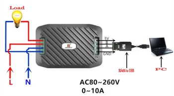 Galios Matuoklis AC 80~260V 10A Įtampa Srovės Energijos Dažnio Testeris RS485 Modbus KOMPIUTERIO programinė įranga, Monitoringo voltmeter ammeter