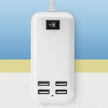 GHAOK 4 Port USB Įkroviklis Mini Smart Krovimo Doko Stotis 5V2.1A *4 maksimali Galia 15W Stalinis Įkroviklis Išmaniųjų Telefonų Pad Baterija