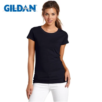 GILDAN Aukštos Kokybės Medvilnės Marškinėliai Moterims Vasaros Elastinga Pagrindinio Paprasto Marškinėliai Moteriška Atsitiktinis Viršų trumpomis Rankovėmis T-shirt Negabaritinių