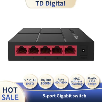 Gyvsidabrio SG105M Gigabit switch 5port Ethernet switch 5*10/100/1000M prisitaikanti RJ45 port plug and play palaikymas IEEE 802.3 x standartas