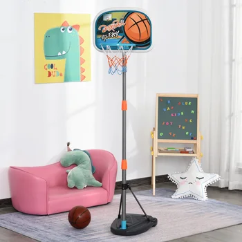 HOMCOM vaikų krepšinio lankai krepšelį su reguliuojamo aukščio palaikymo ir daugkartiniai Bazę 32x65x126-158 cm