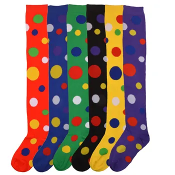 HUOBAO Europos, Amerikos Tendencija Vaivorykštės spalvų dėmės ilgai Dalyje Klounas kojines ilgas Vamzdis Buvo Daugiau nei Kelio, kojos ponios Kojinės