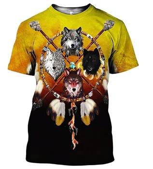 Indijos wolf 3D full spausdinimo mados t marškinėliai, Unisex hip-hop stiliaus marškinėlius streetwear atsitiktinis vasaros stiliaus-1