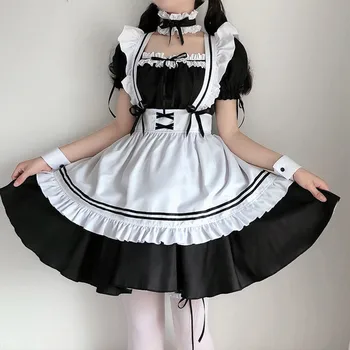 Kambarinės Kostiumas Sweet Gothic Lolita Dress Anime Cosplay Bailys, Kambarinės Uniforma Plius Dydis Halloween Kostiumai Moterims Prijuostė Suknelė
