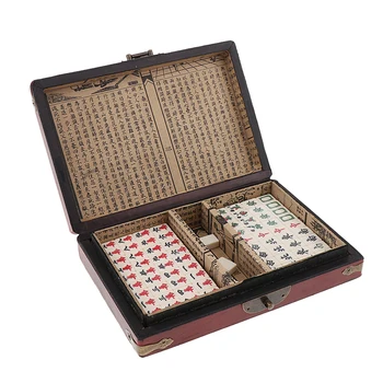 Kinijos Mahjong Žaislų Rinkinys, Klasikinis stalo Žaidimas 144 Plytelės Rinkinys su Mediniu Dėžutė ir Instrukcija