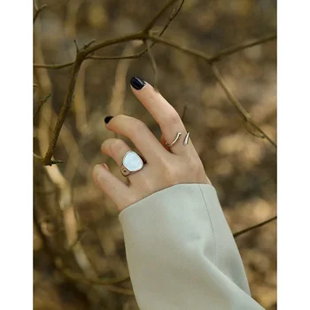 Korėjos versija ins mažyčius tarpvalstybinių cirkonio S925 sterlingas sidabro žiedas moterų žiedas nereguliarus originalas