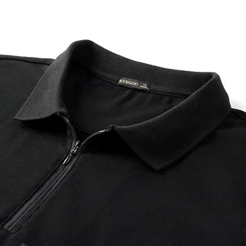 KUEGOU Prekės vyriški trumpomis rankovėmis polo marškinėliai Juodi Stalviršiai vyrų Mados užtrauktukas atvartas laiškai spausdinami poloshirt top dydis ZT-3347