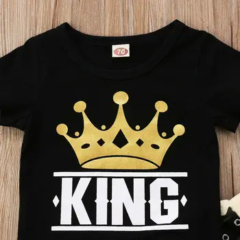 Kūdikiams, Vaikiška Kūdikių Berniukų Drabužiai Nustatyti Black King T-Shirt Pakabukas Kamufliažinės Kelnės Vaikams 2vnt Vasaros Laisvalaikio Apranga, Mada