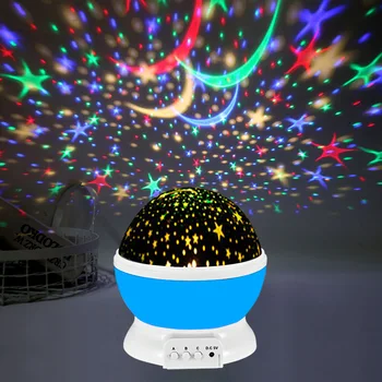 Kūdikis Naktį Žibintai Moon Star Projektorius 360 Laipsnių Sukimosi 5Color Keitimas Naktį Apšvietimo Lempos Vaikų Vaikai Miegamasis Dekoro Dovanos