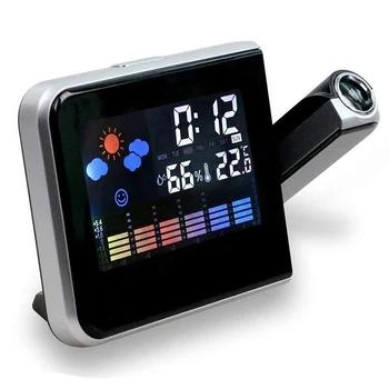 LCD Digital Projection Alarm Clock Su Oro Nixie Elektroninis Stalinis Laikrodis Su Laiko Projekcija Naktiniai Pabusti Projektorius