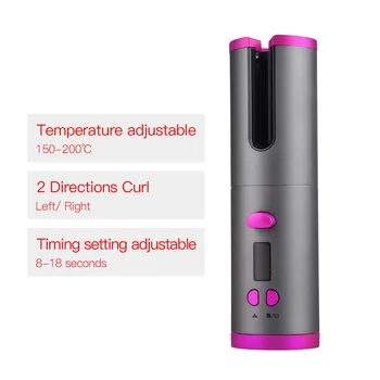 LCD Ekranas Belaidžius Hair Curler Automatinė Garbanoti Geležies Anti-plikymo Roller 6 Temperatūros reguliatoriumi Greitai, Šildymo Keramikos Dvejoti
