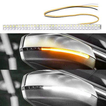LEEPEE Automobilio galinio vaizdo Veidrodis Indikatorius LED Teka Posūkio Signalo Juostos Šviesos Gintaro Mėlyna Automobilių Modifikuotų Streamer Juostelės 1pc