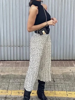 Leopard moterų elegantiškas satino sijonai 2020 metų vasaros mados ponios plisuotos midi sijonas, diržas moterų vintage sijonas streetwear merginos chic