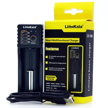 Liitokala Lii-100 baterijos kroviklis, baterija 18650 18350 26650 10440 14500 16340 1.2 V, 3,7 V 3.2 V 3.85 V ličio baterijos NiMH