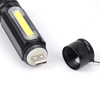 Litwod įmontuota baterija USB įkraunamas LED Žibintuvėlis Fakelas 4000LM XML T6 COB Zoomable 3 Rūšių Aliuminio Lanterna Kempingas