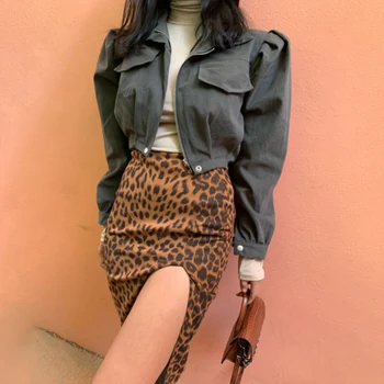 Lusofie Moterų Sijonas Plonas Aukštos Juosmens Apačia Padalinta Paketo Klubo Atsitiktinis Elegantiškas Leopard Kelio Ilgio Sijonas Moterims Vasaros Streetwear
