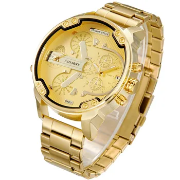 Mados Prekės ženklo NATATE Vyrų Aukso Plieno Apyrankės Dirželio CAGARNY Prekės Prabangos Žiūrėti Kvarciniai Laikrodžiai Geros Kokybės Vyrų Laikrodžiai