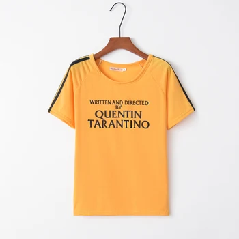 Mados Quentin Tarantino Seksualių Moterų Pusėje Juostele ilgomis Rankovėmis Golfo Medvilnės Megzti Trumpus marškinėlius Panele